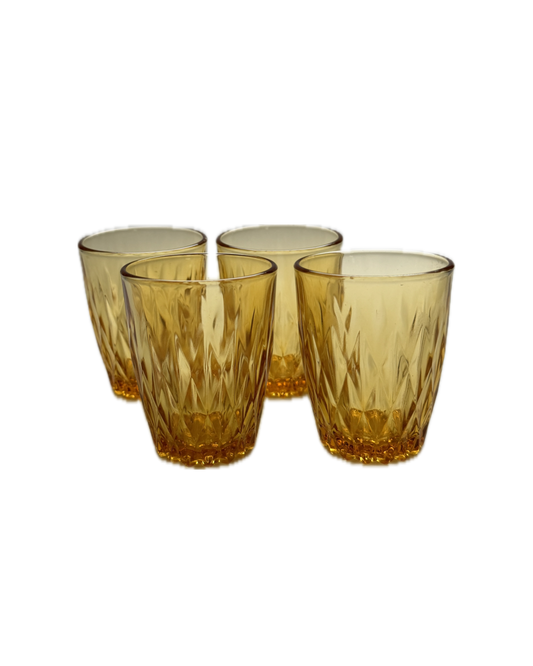 60s/70s Vintage Retro Amber Glass Tumblers