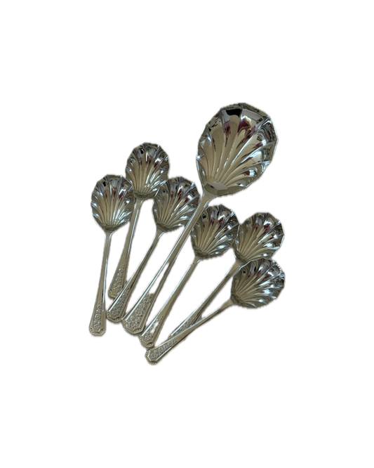 Vintage Shell Shaped Spoon Set - Made in Sheffield