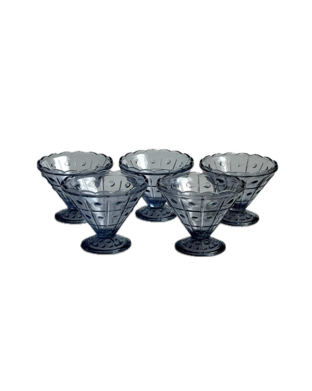 Set of 5 Blue Vintage Dessert Bowls