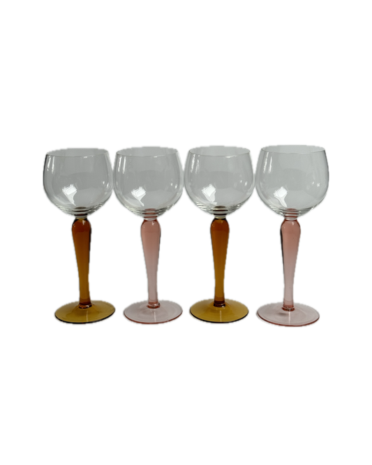 Vintage Harlequin Wine Glasses with Colorful Stems