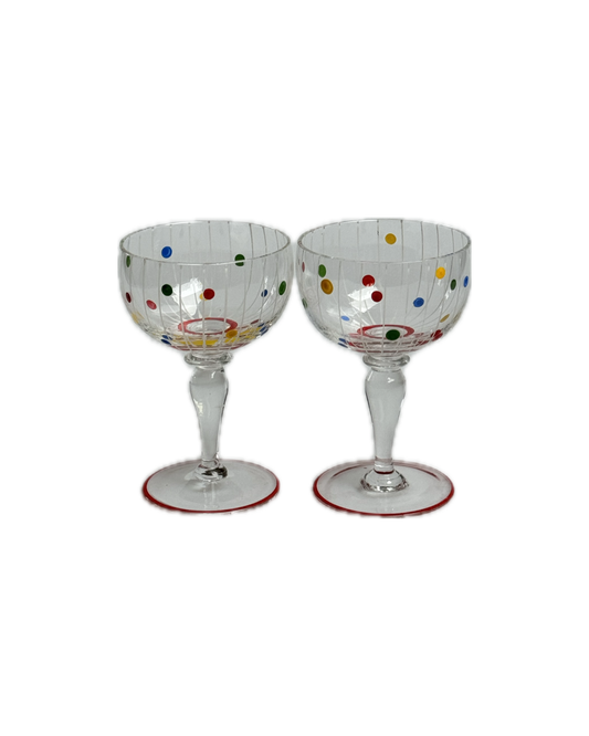 Vintage Polka Dot Aperitif Wine Glasses