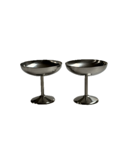 French Vintage Stainless Steel Ice Cream Coupes – Set of 2