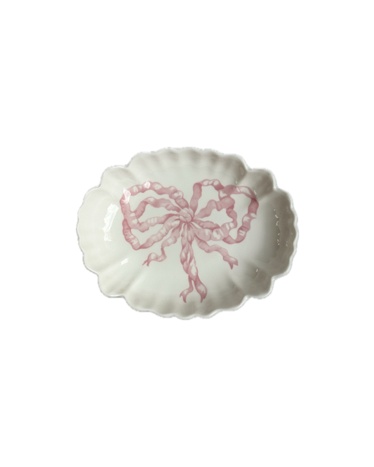 Vintage Hadida Bone China Soap Dish with Pink Bow Design