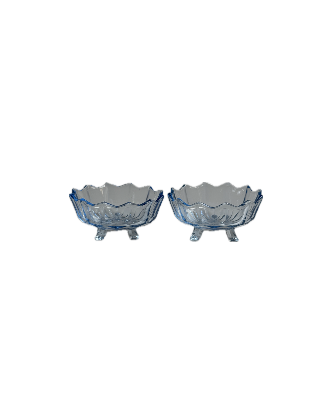 Vintage Pair of Blue Depression Glass Trinket Bowls