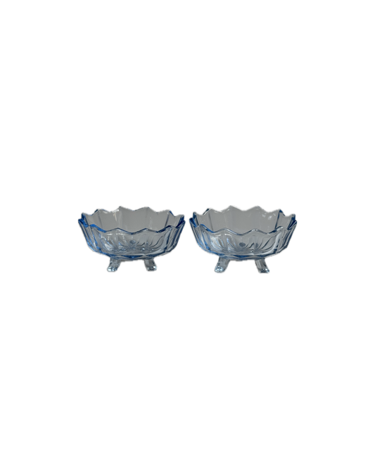 Vintage Pair of Blue Depression Glass Trinket Bowls