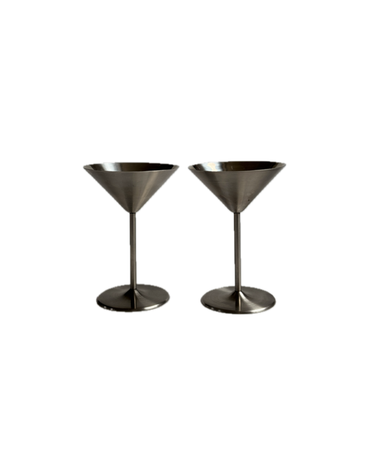 Vintage 1960s-1970s Stainless Steel Martini Glasses