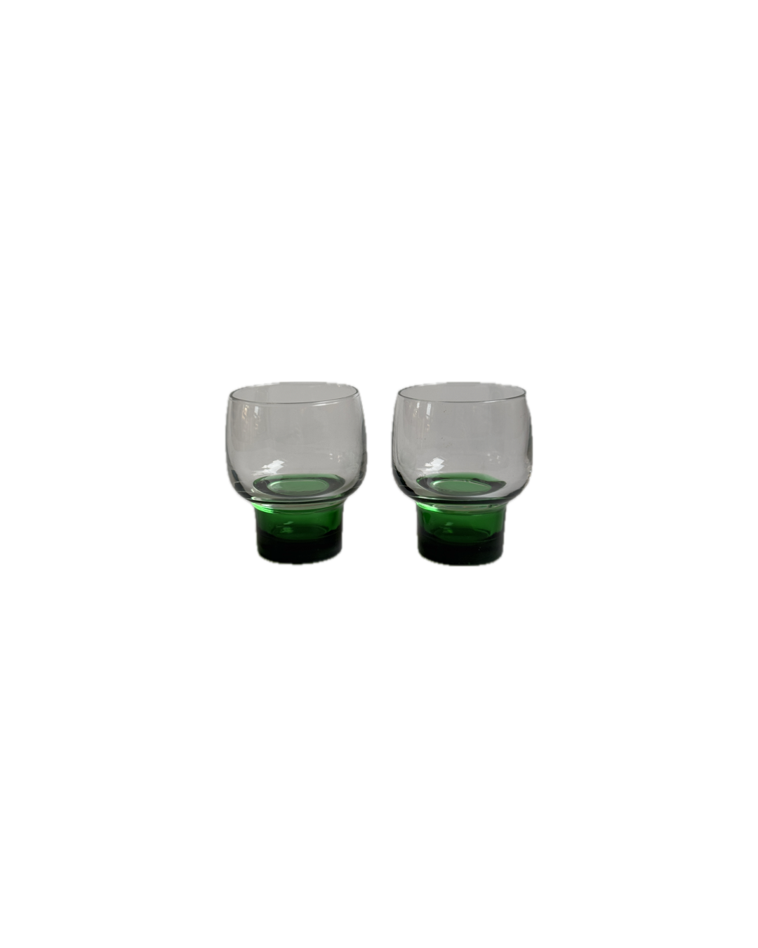 Set of 2 Vintage Luminarc France Green Glasses – 1970s Retro Design