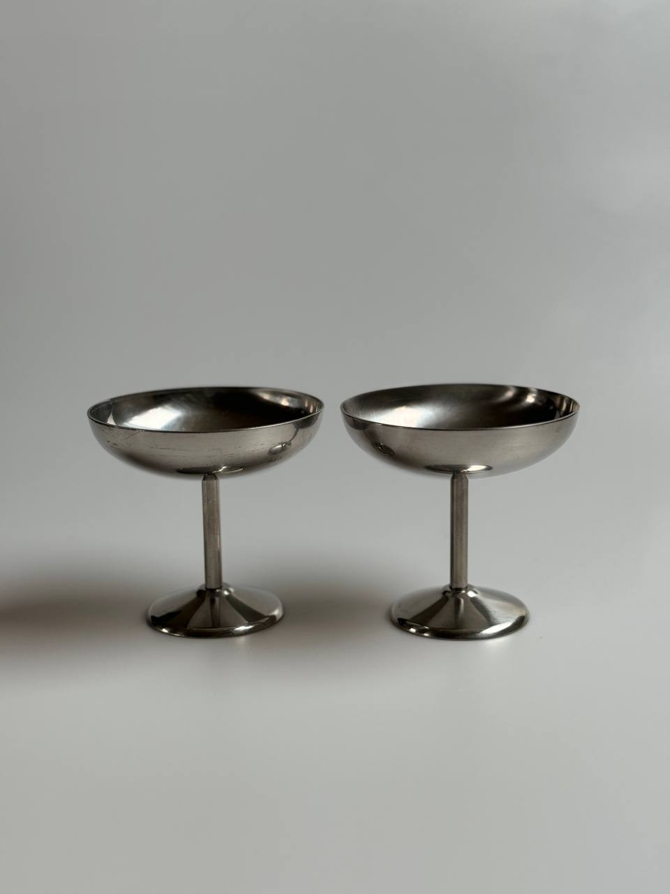 French Vintage Stainless Steel Ice Cream Coupes – Set of 2