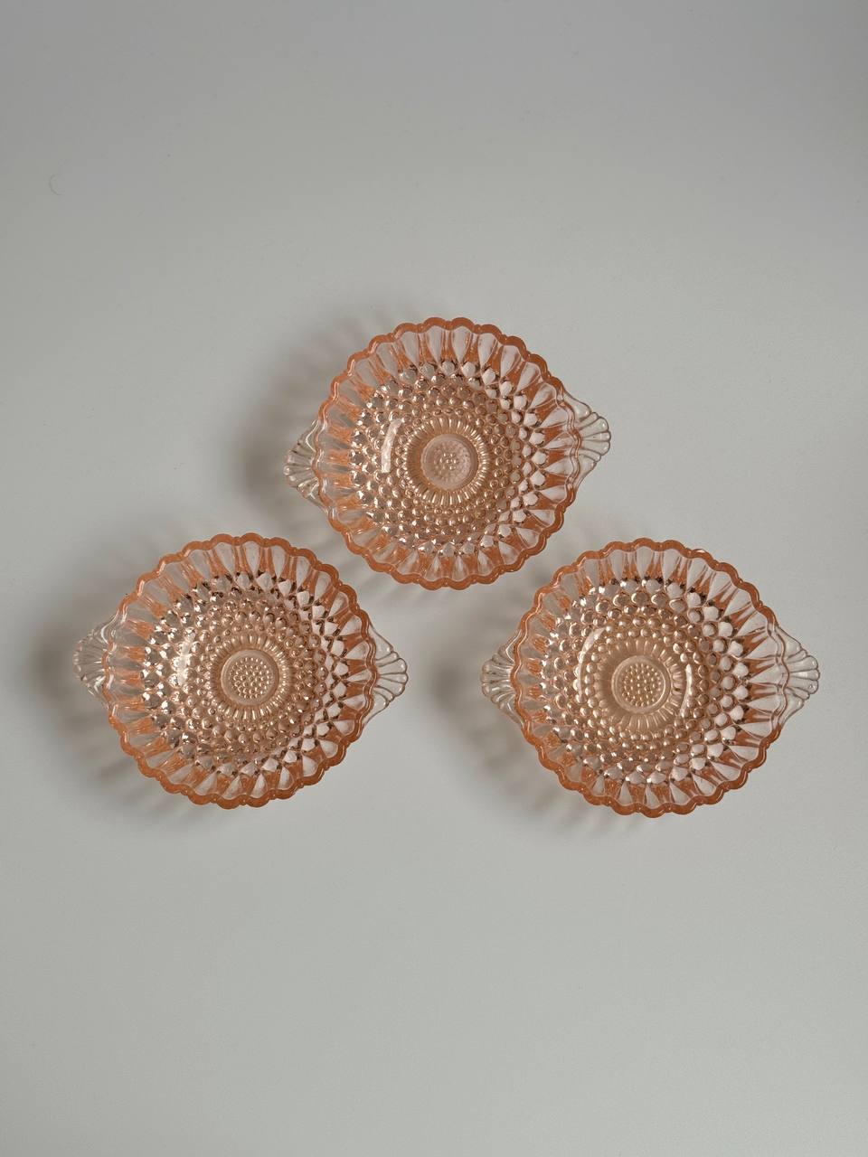 Vintage Pink Glass Dessert Bowls - Art Deco Depression Glass