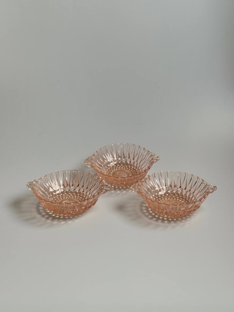 Vintage Pink Glass Dessert Bowls - Art Deco Depression Glass