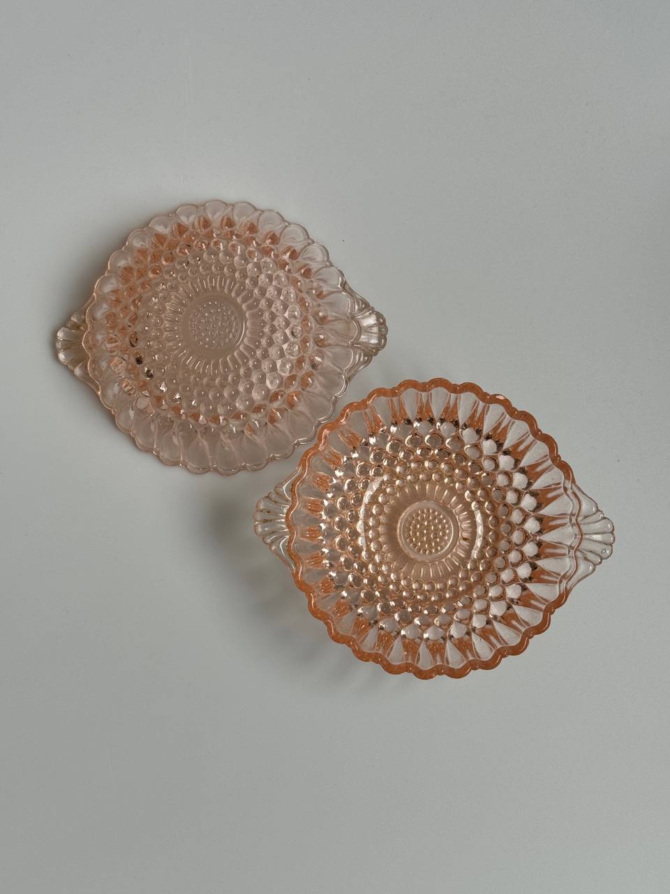 Vintage Pink Glass Dessert Bowls - Art Deco Depression Glass