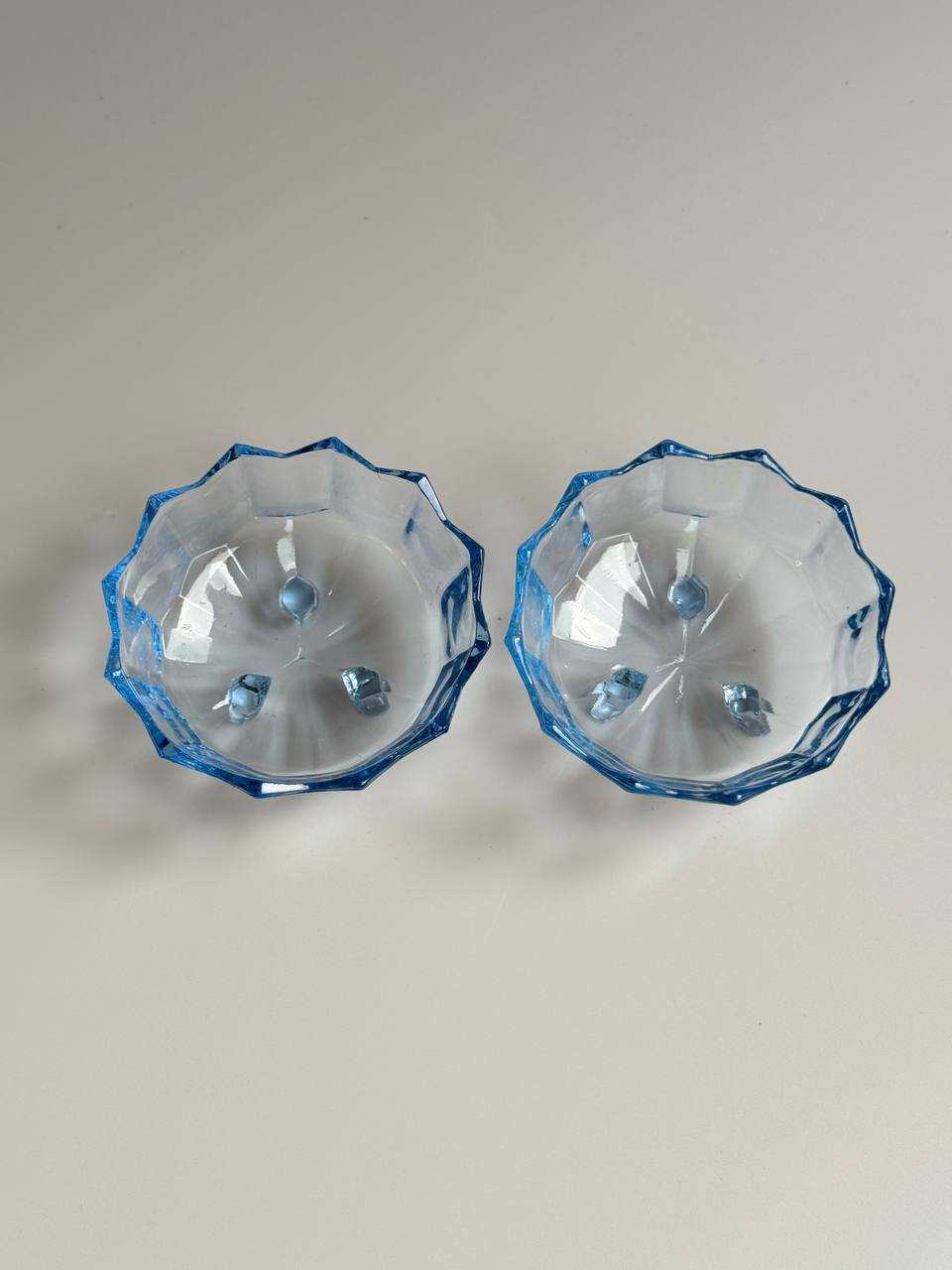 Vintage Pair of Blue Depression Glass Trinket Bowls