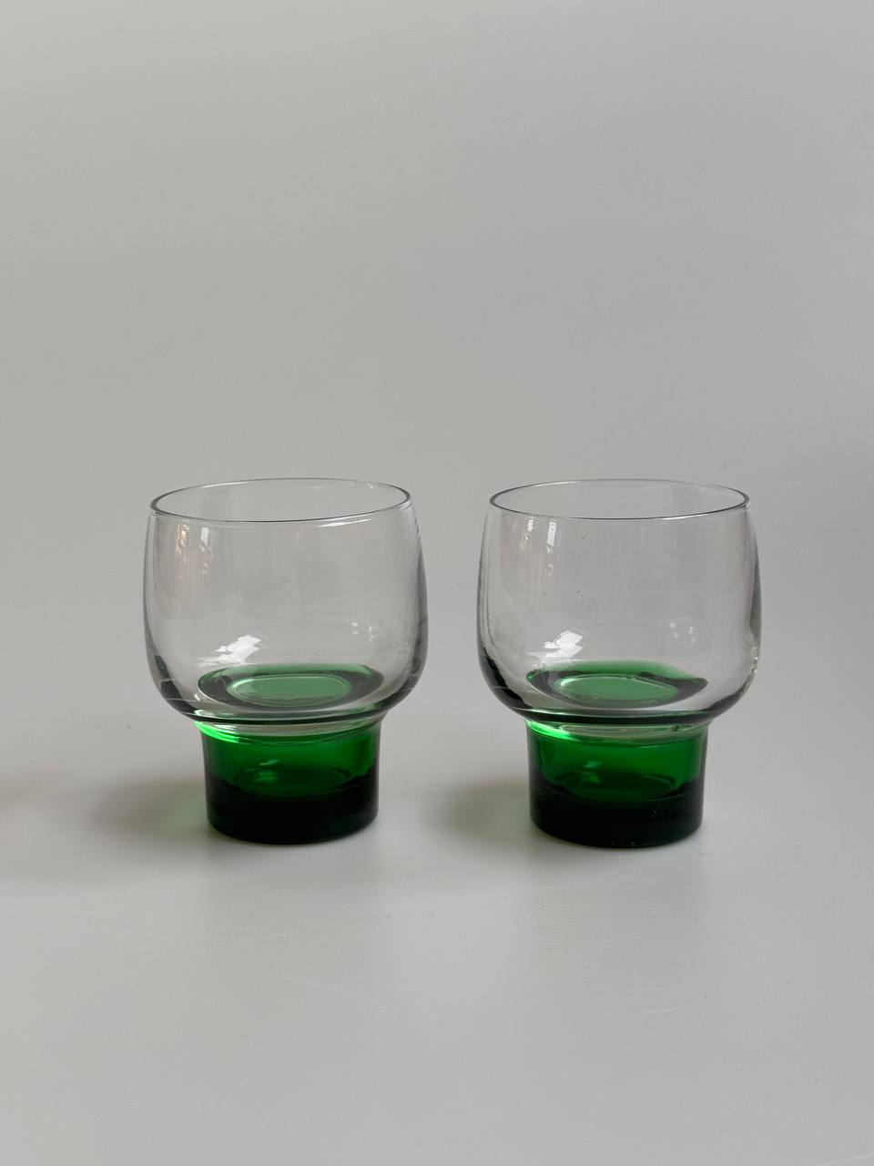 Set of 2 Vintage Luminarc France Green Glasses – 1970s Retro Design