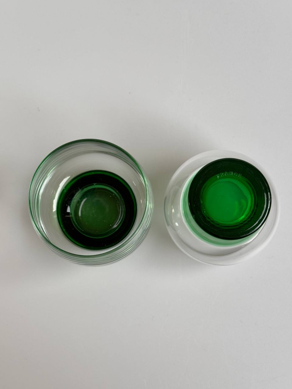 Set of 2 Vintage Luminarc France Green Glasses – 1970s Retro Design